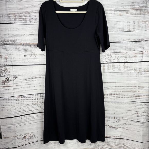 Garnet Hill Dress Med Black‎ Cotton Blend Pullover Empire Waist Scoop Neck - Picture 1 of 10